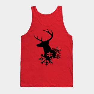 Black Silhouette With Snowflakes Christmas Deer Tank Top